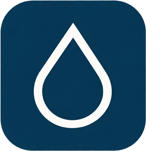Alfano Water logo icon – white water droplet
