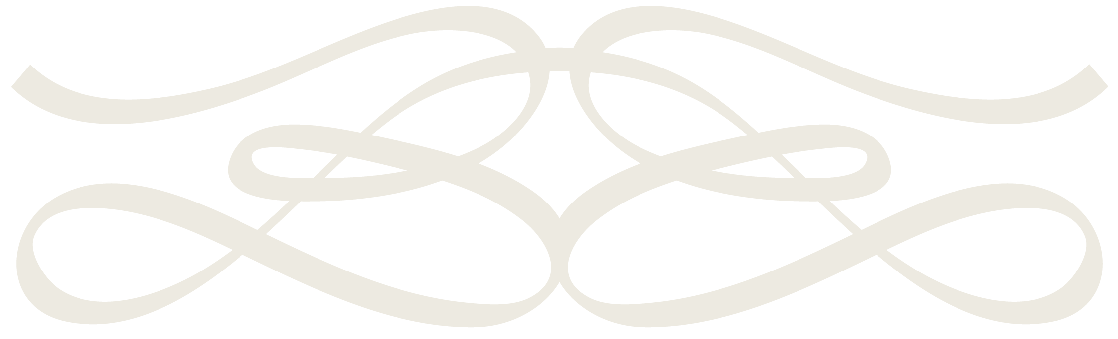 A light-colored decorative double "B" logo knot on a dark background.