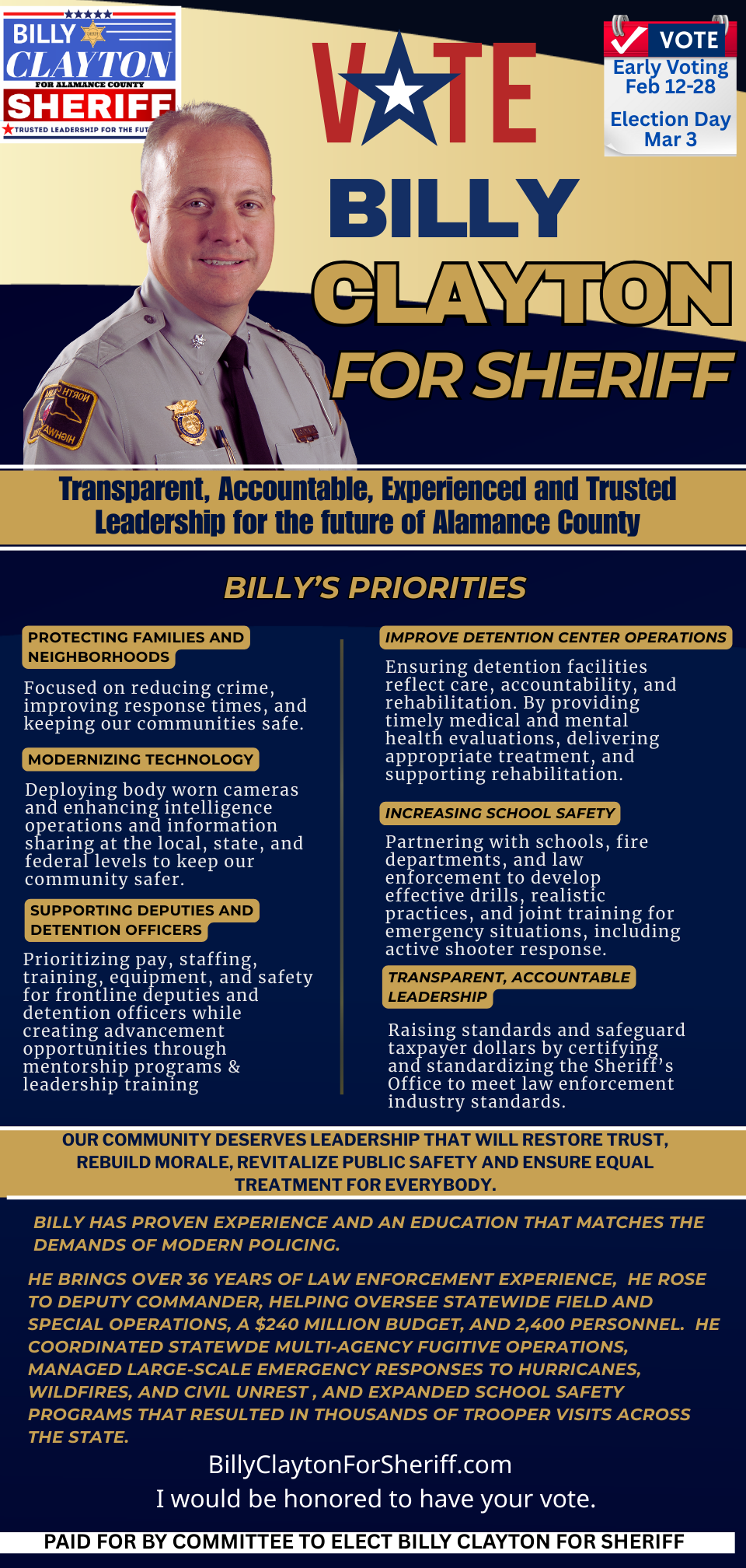 Transparent, accountable, experienced and trusted leadership