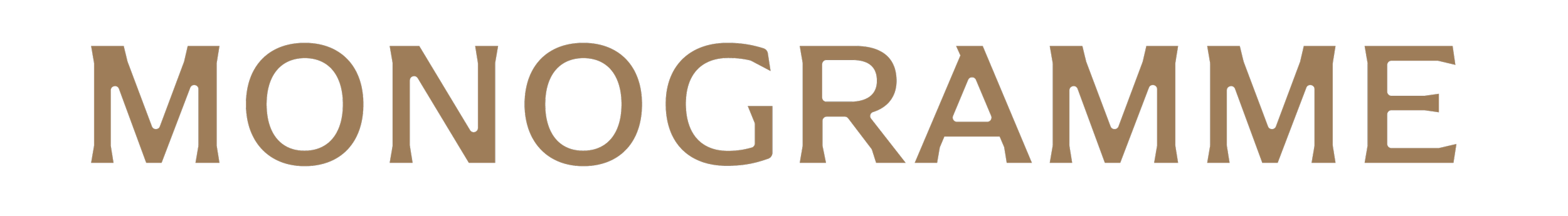 The word "MONOGRAMME" in large, brown letters on a black background.