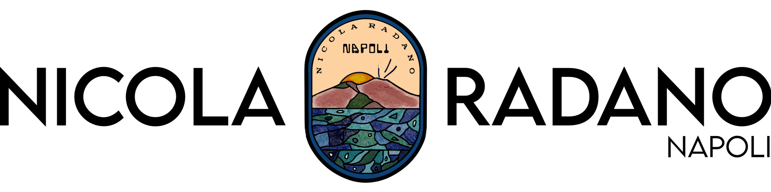 Logo for Nicola Radano Napoli featuring a colorful depiction of a mountain and water scene.
