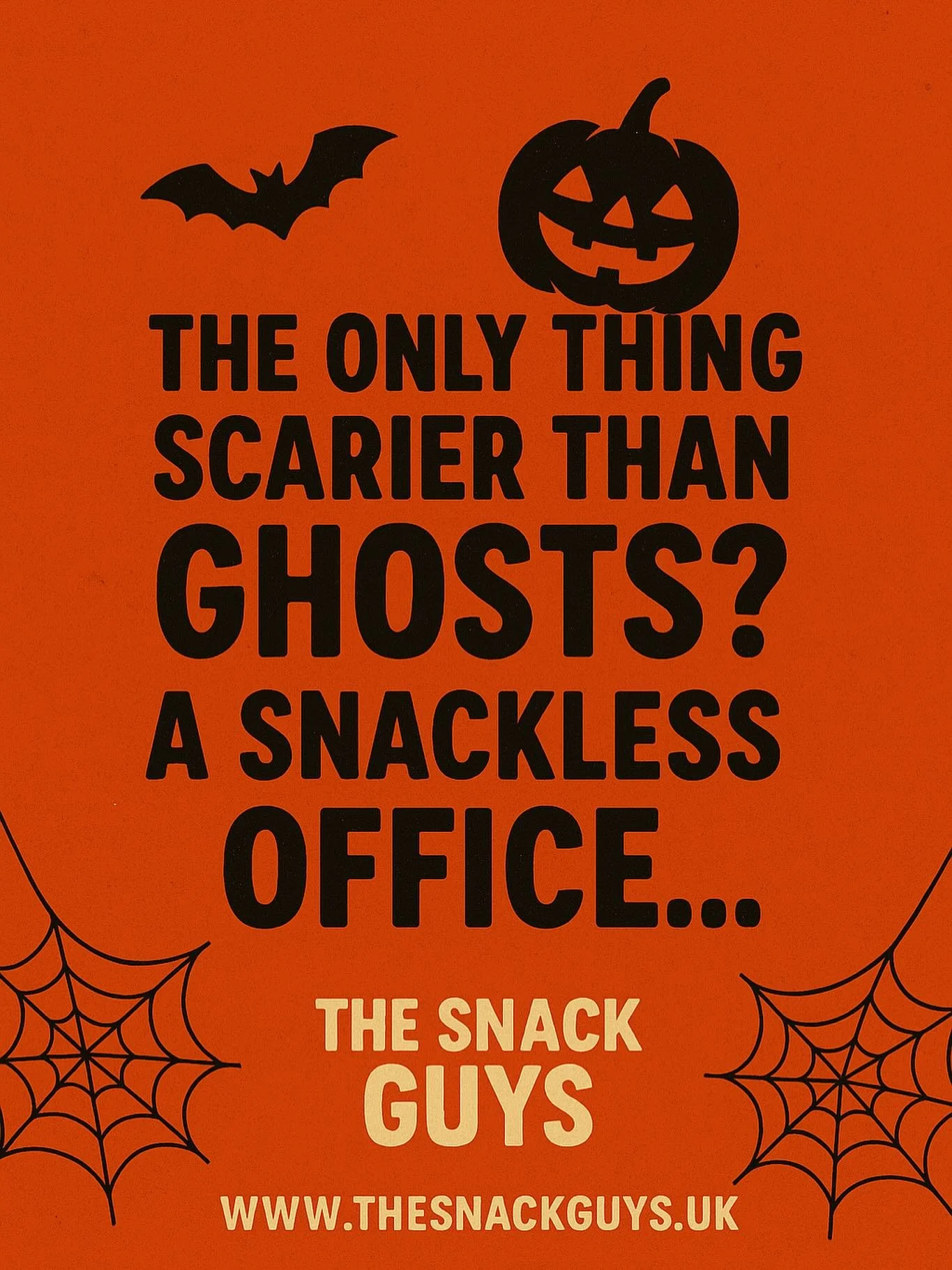 This Halloween, skip the tricks &mdash; let us bring the treats 🎃🍫

The Snack Guys provide vending machines for offices, warehouses, gyms &amp; more.

✅ Free installation
✅ Fully stocked &amp; maintained
✅ Drinks, crisps &amp; chocolate from all th