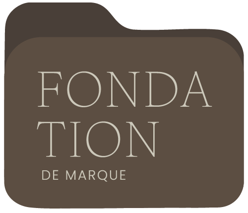 Illustration d'un dossier marron avec le texte "Fondation de marque"