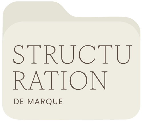 Illustration d'un dossier beige clair avec le texte "Structuration de marque"