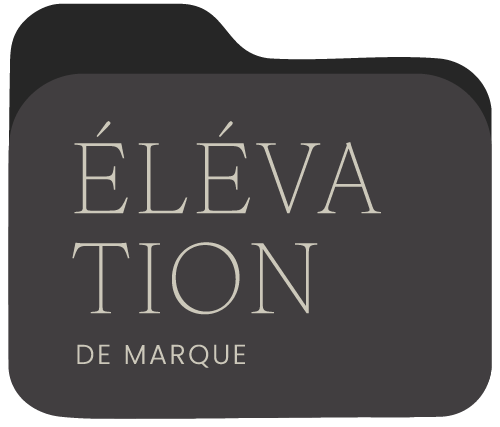 Illustration d'un dossier noir avec le texte "Élévation de marque"
