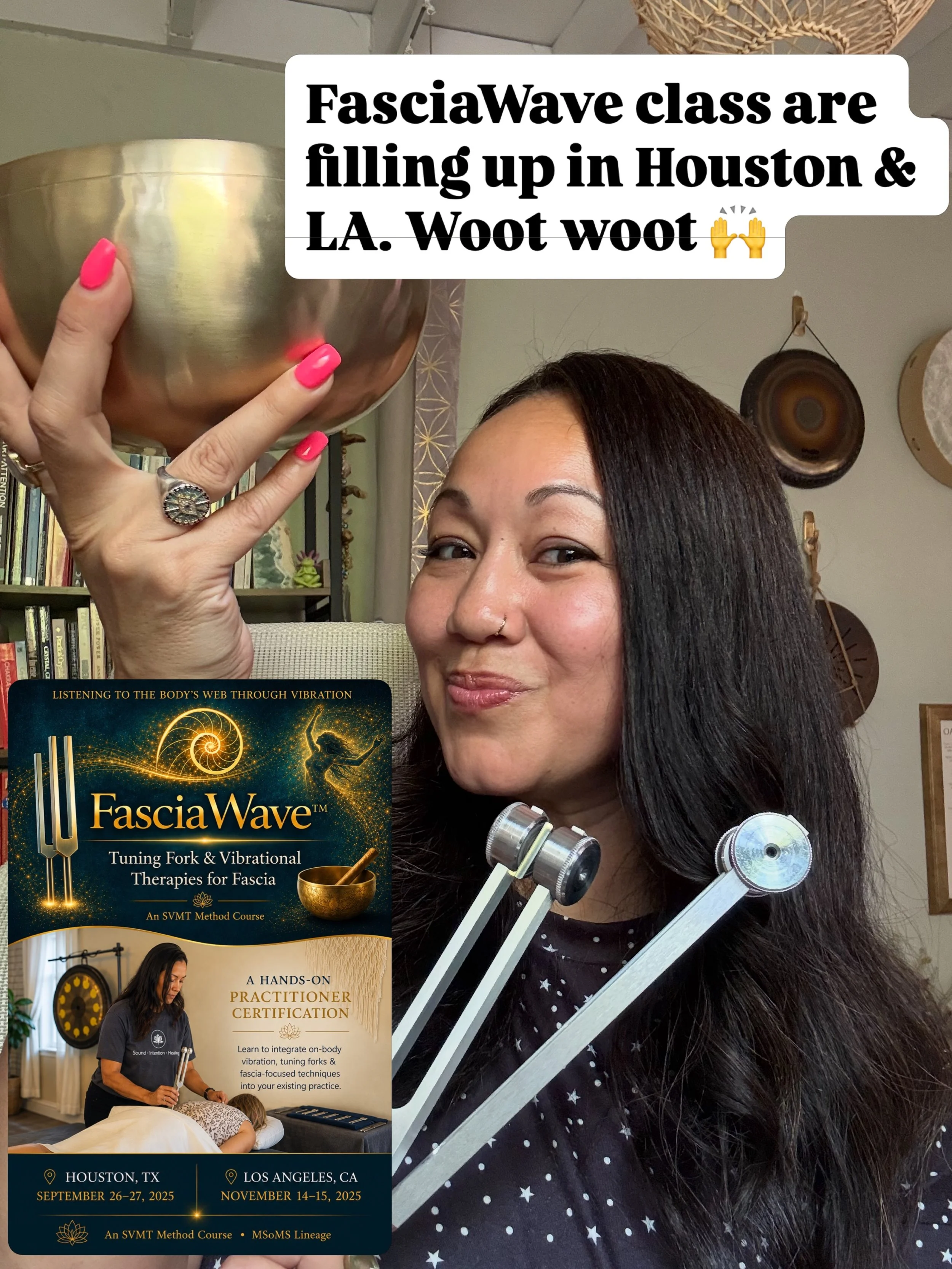 FasciaWave&trade; classes are filling up in Houston &amp; LA! Woot woot 🙌💜

I&rsquo;m so excited!! It&rsquo;s going to be so much fun vibing &amp; thriving while doing this work together.

Houston &bull; Sept 26&ndash;27
Los Angeles &bull; Nov 14&n