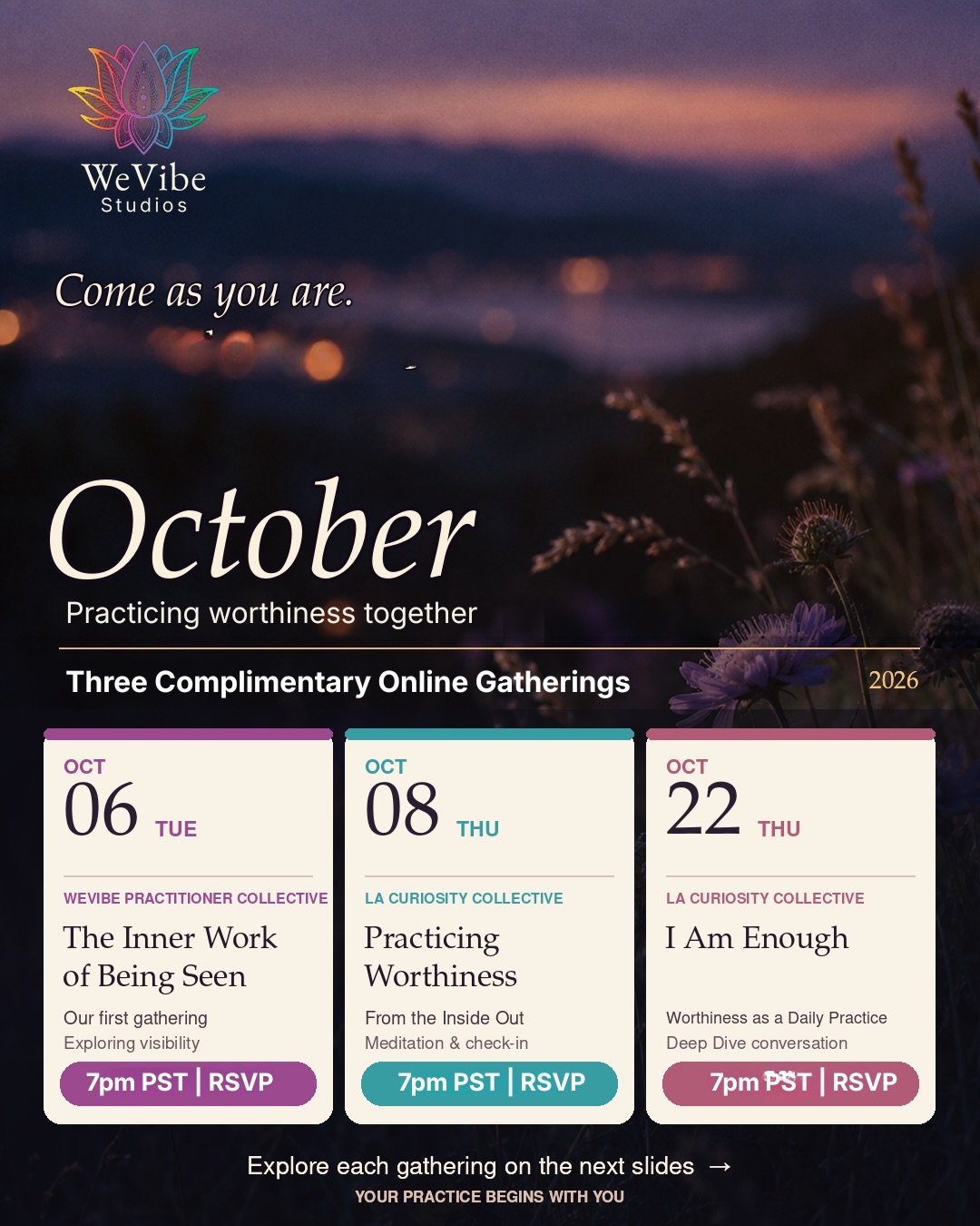 🍁This October, we&rsquo;re practicing worthiness together. 

In how we speak to ourselves. In allowing ourselves to be seen. In making room for our needs, our voices, and what we have to offer.

Join me for three complimentary online gatherings&mdas