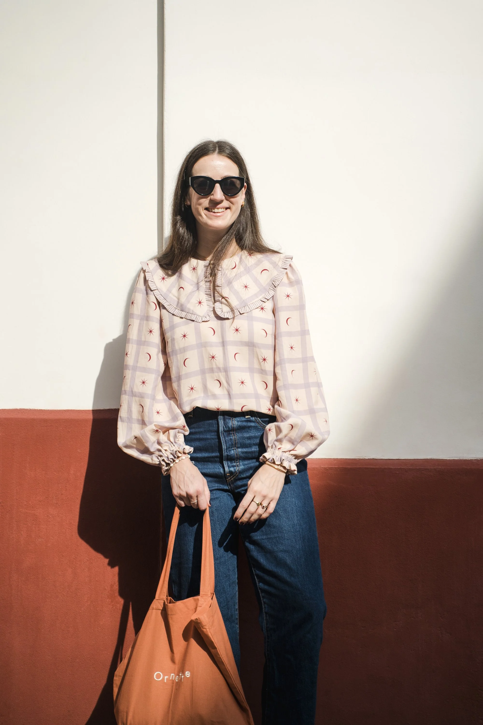 oversized collared shirt in hand designed print, made in the UK, sustainably sourced, printed and made in England