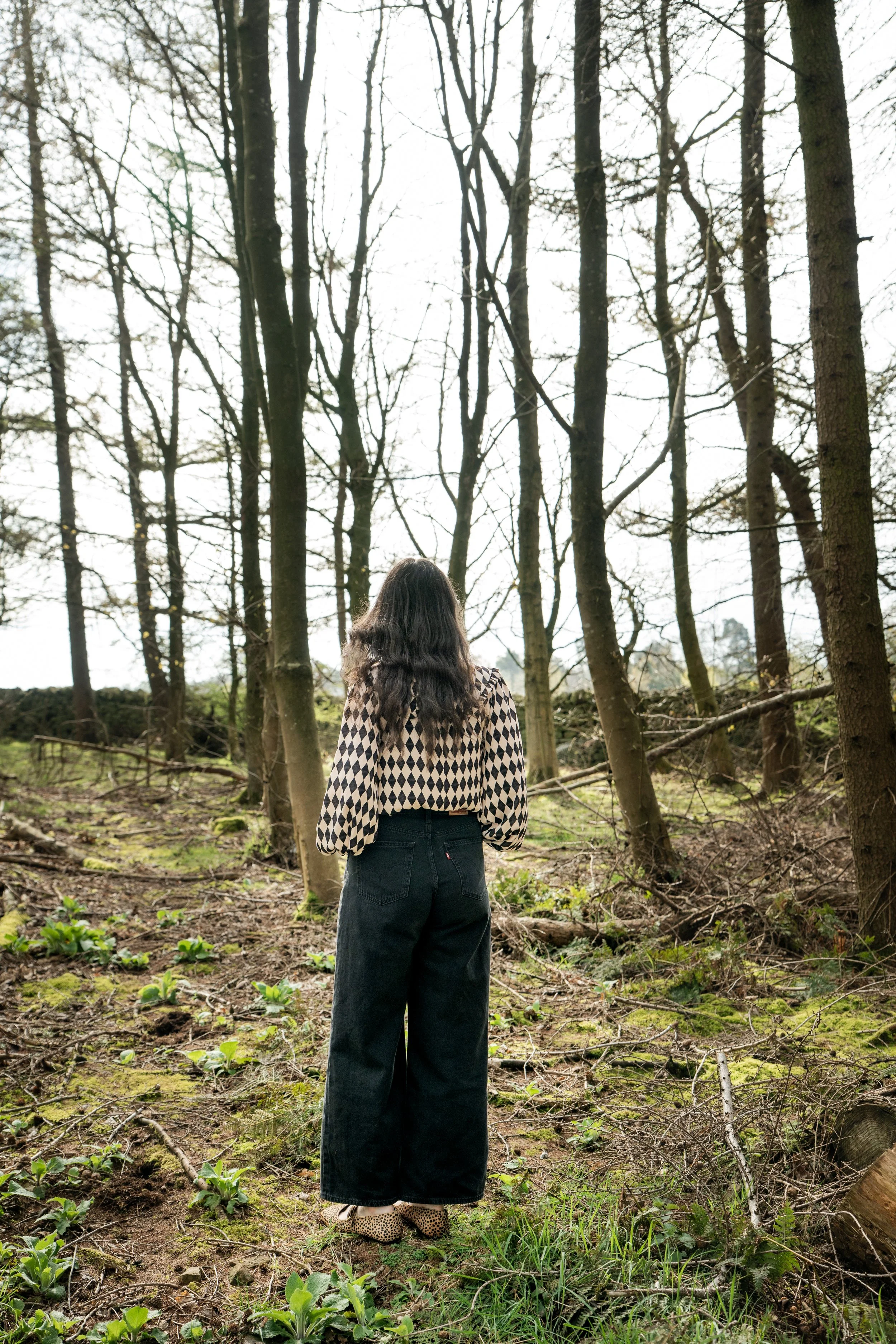 Harlequin Printed Blouse with oversized collar