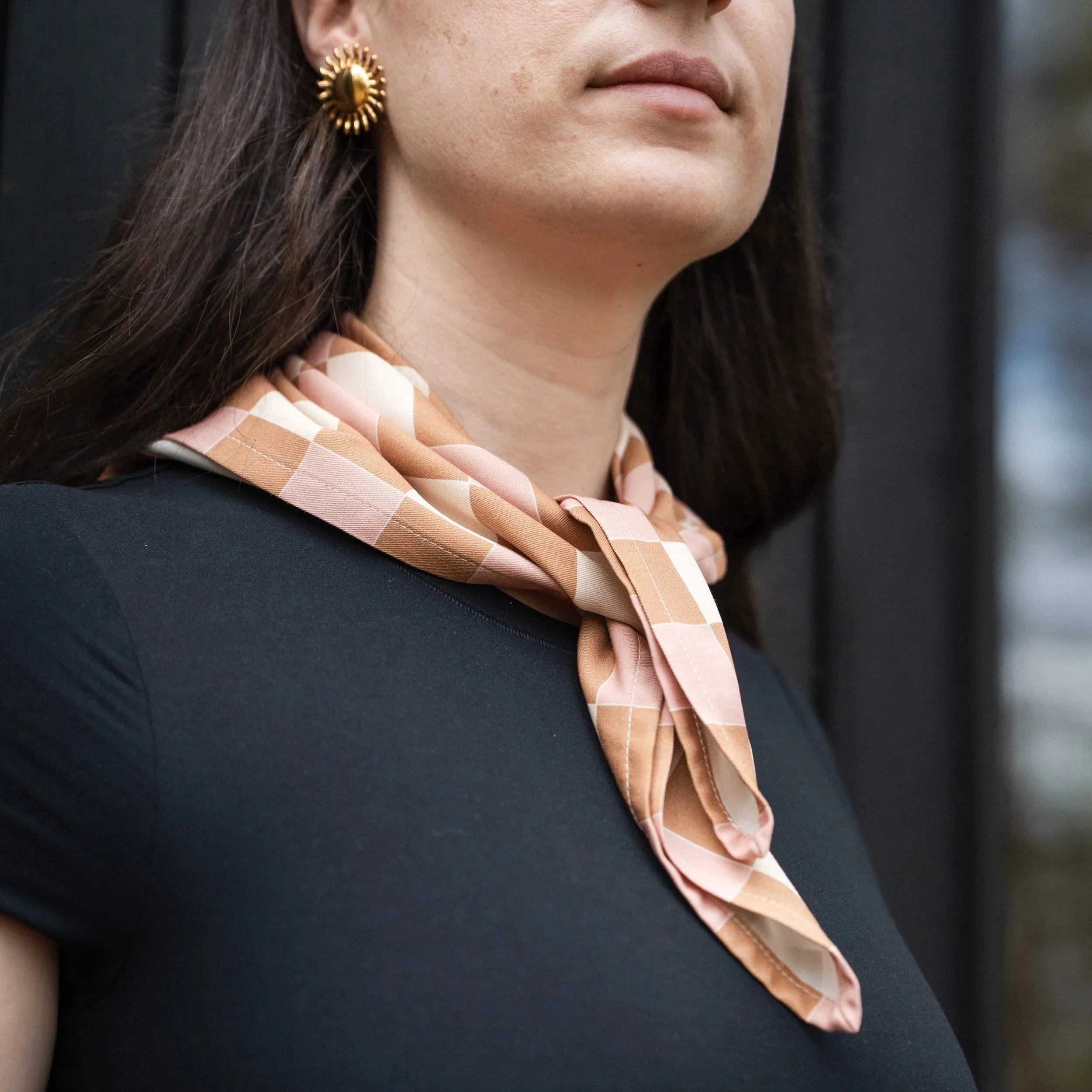Pink Battenberg Checked Print Neckerchief