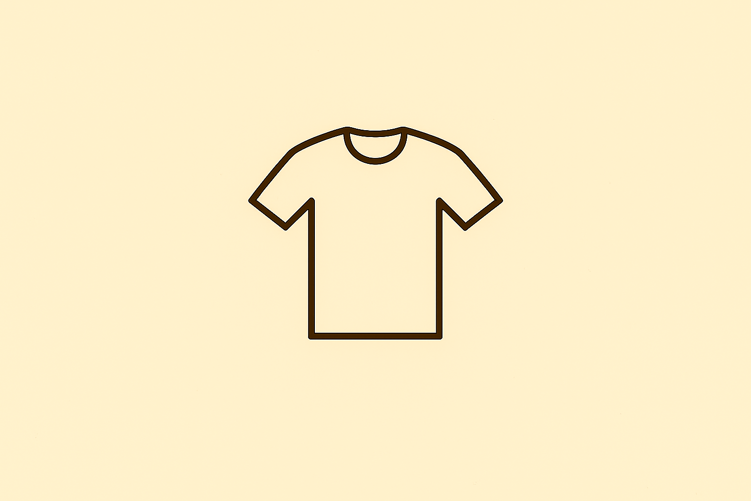 A simple digital line drawing of a T-shirt on a yellow background.