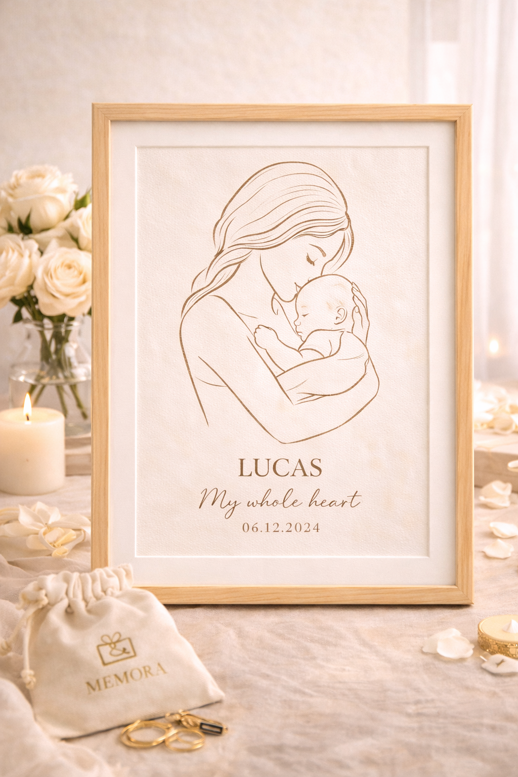 Mother and child in sepia art
