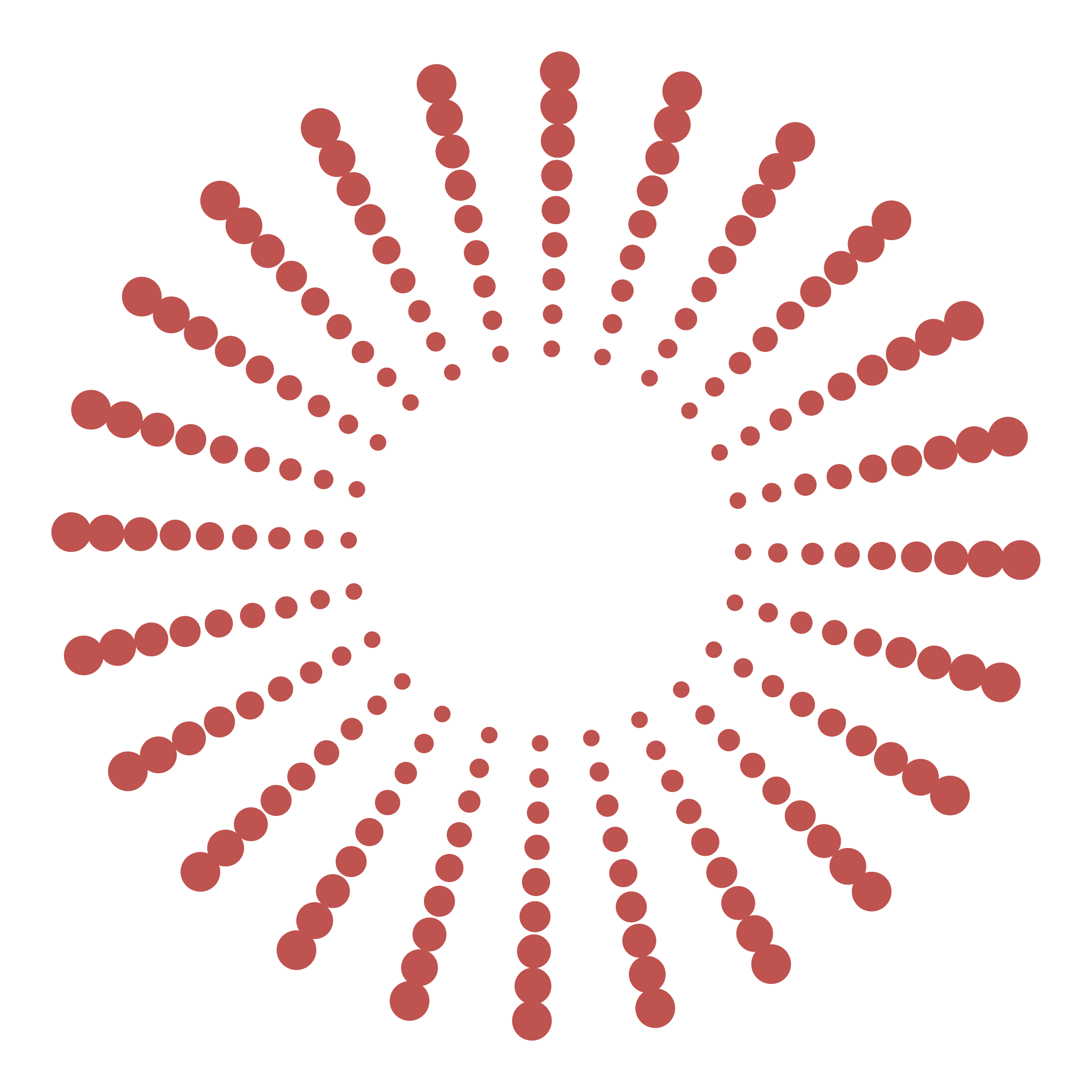 Graphic of multiple dotted lines radiating outward from a central point, creating a starburst pattern.