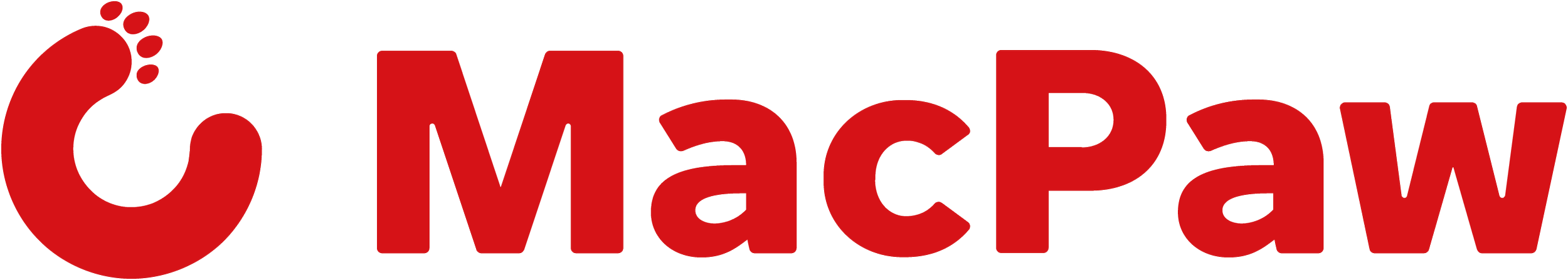 MacPaw logo with a red paw print forming the letter 'C' and the company name in red text.