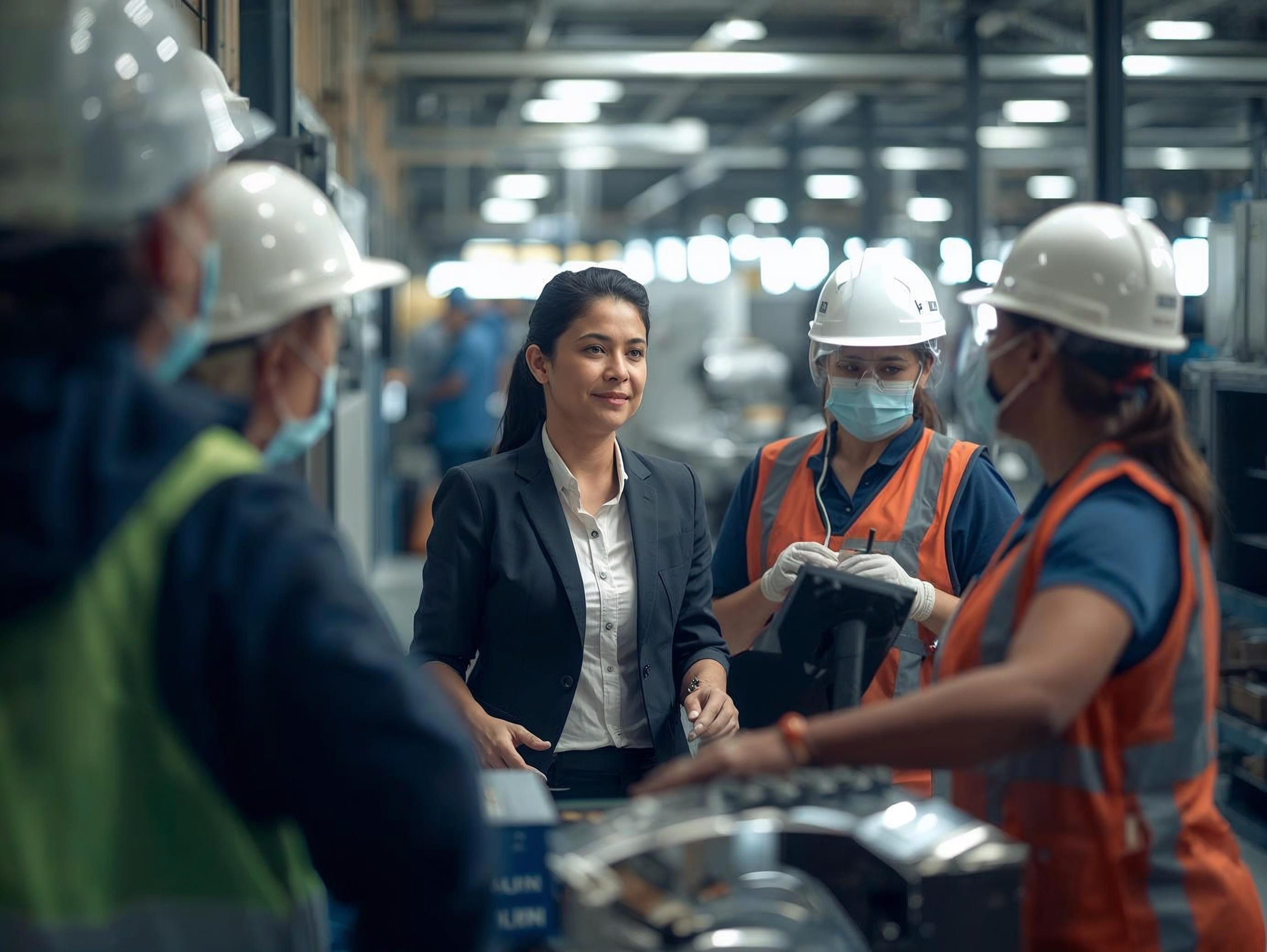 Manufacturing leader engaging with workers on the shopfloor to strengthen health and safety culture