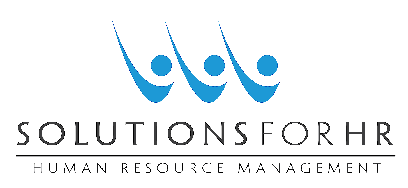 Logo with three abstract figures in blue above the text 'Solutions for HR' and the tagline 'Human Resource Management'.