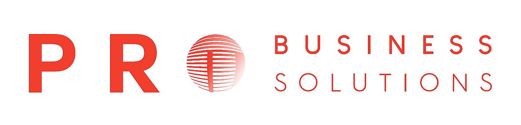 PR Business Solutions logo with red text and spherical globe design integrated into the word 'PR'