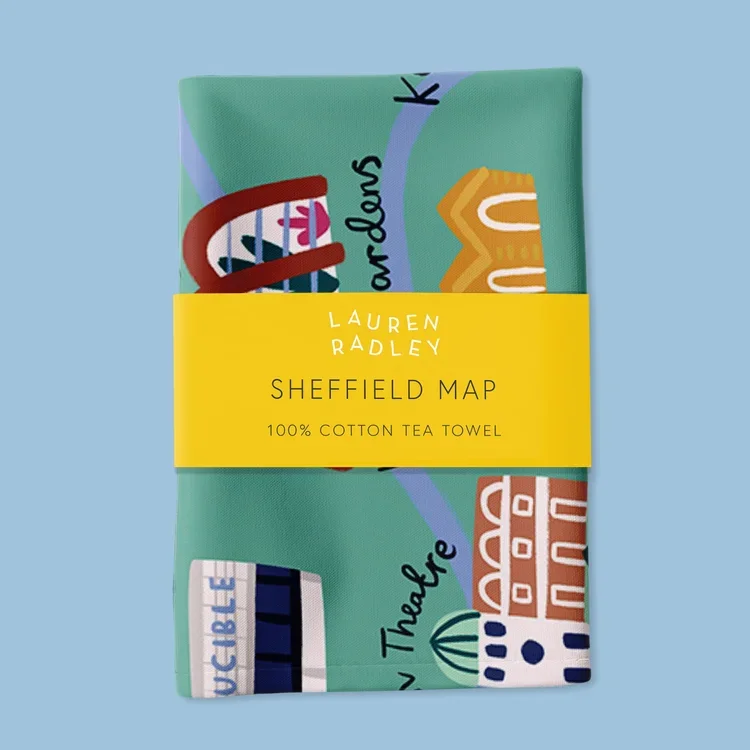 Sheffield map tea towel lauren radley.webp