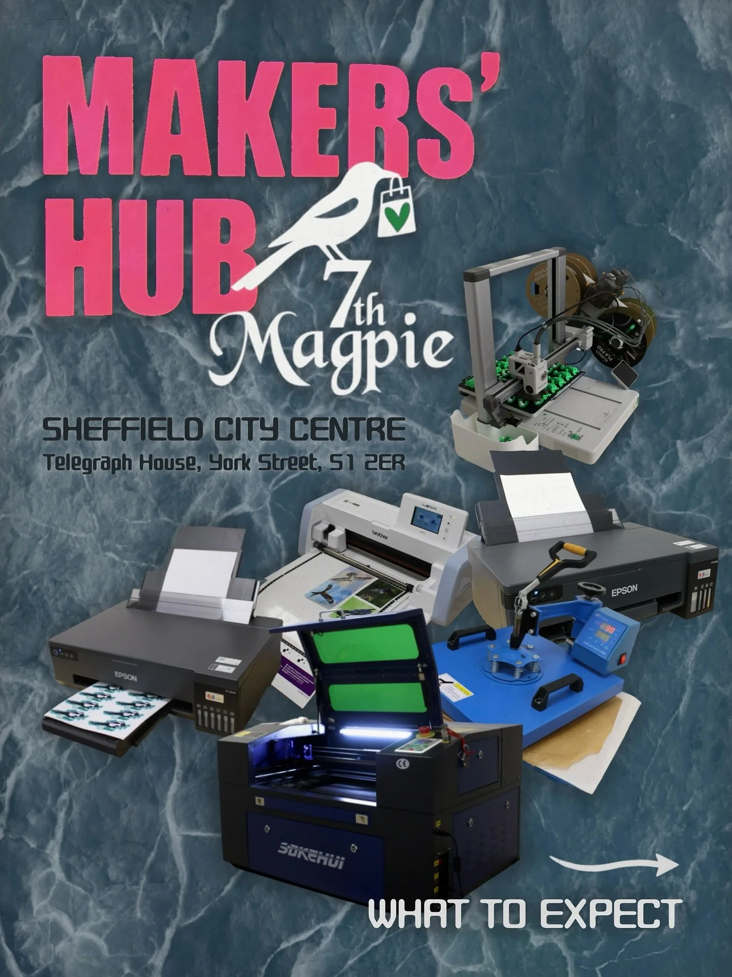 We&rsquo;re nearly ready to open our Makers&rsquo; Hub doors 👀🚪Here&rsquo;s what equipment you can expect to see&hellip; 

🧷 3D Printers 
🧷 Laser Cutter / Engraver 
🧷 Badge Maker
🧷 Vinyl Cutter 
🧷 Sublimation Printer 
🧷 Inkjet Printer
🧷 Sewi