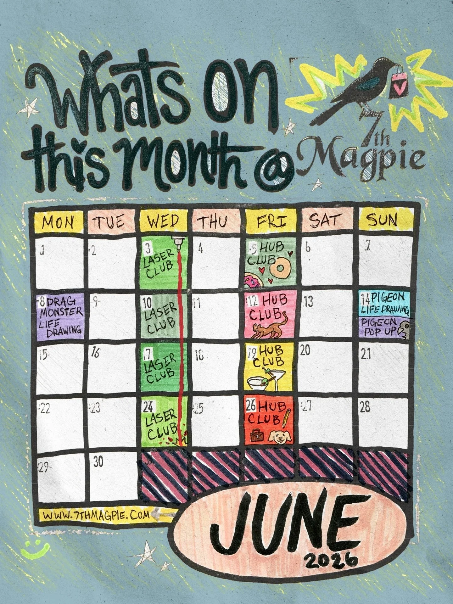 ⭐️ WHATS ON THIS MONTH ⭐️

🧌June 8th - Drag Monster Life Drawing With @happyflapshandmade / @simpleslimon 

🐦 June 14th - Pigeon Life Drawing (SOLD OUT) with @ay_up_art &amp; @the_blue_pigeon / Sheffield Stringfoot Pigeons &amp; Rescue Pop-Up 

🥼L