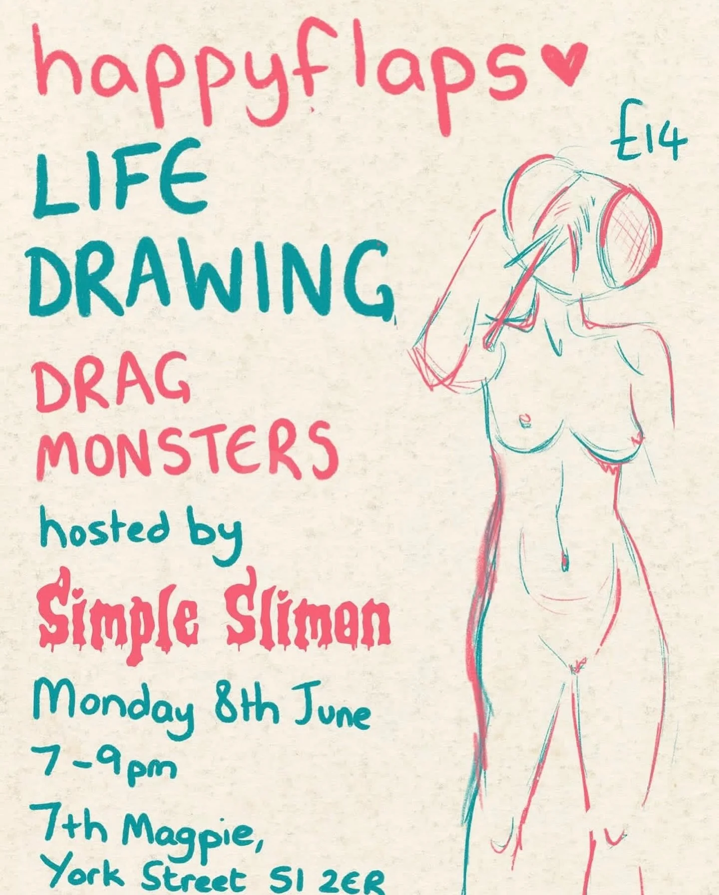 Monday @ 7th Magpie 🪰

Drag Monster Life Drawing With @happyflapshandmade / @simpleslimon ✍️ Ticket link in bio 🎟️