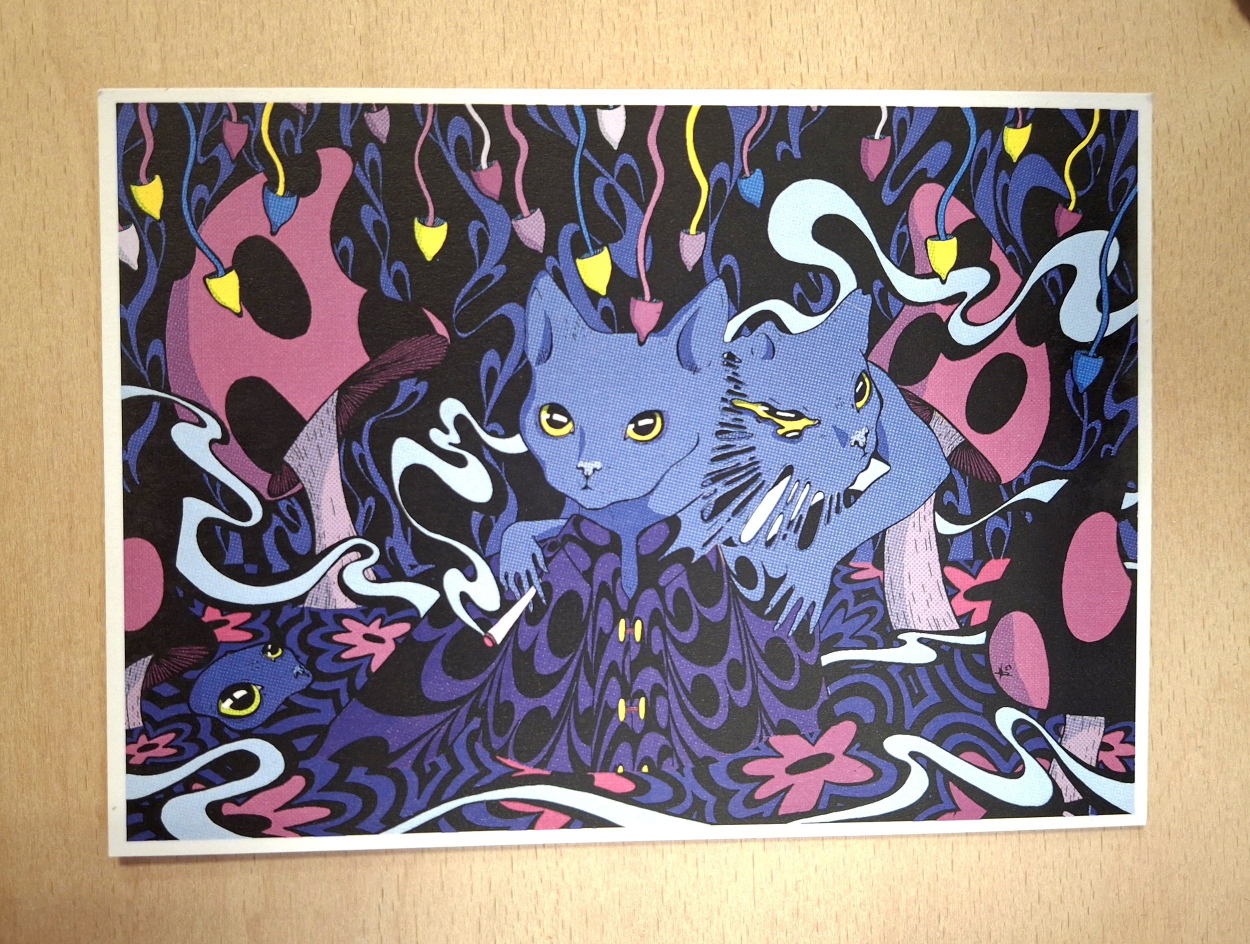 Psychedelic Cat Postcard