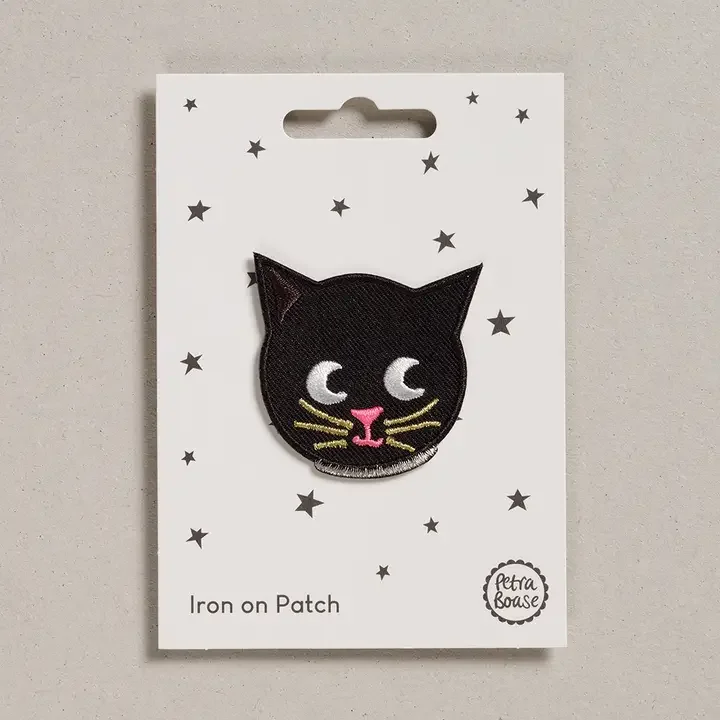 Black Cat Face Iron on Patch