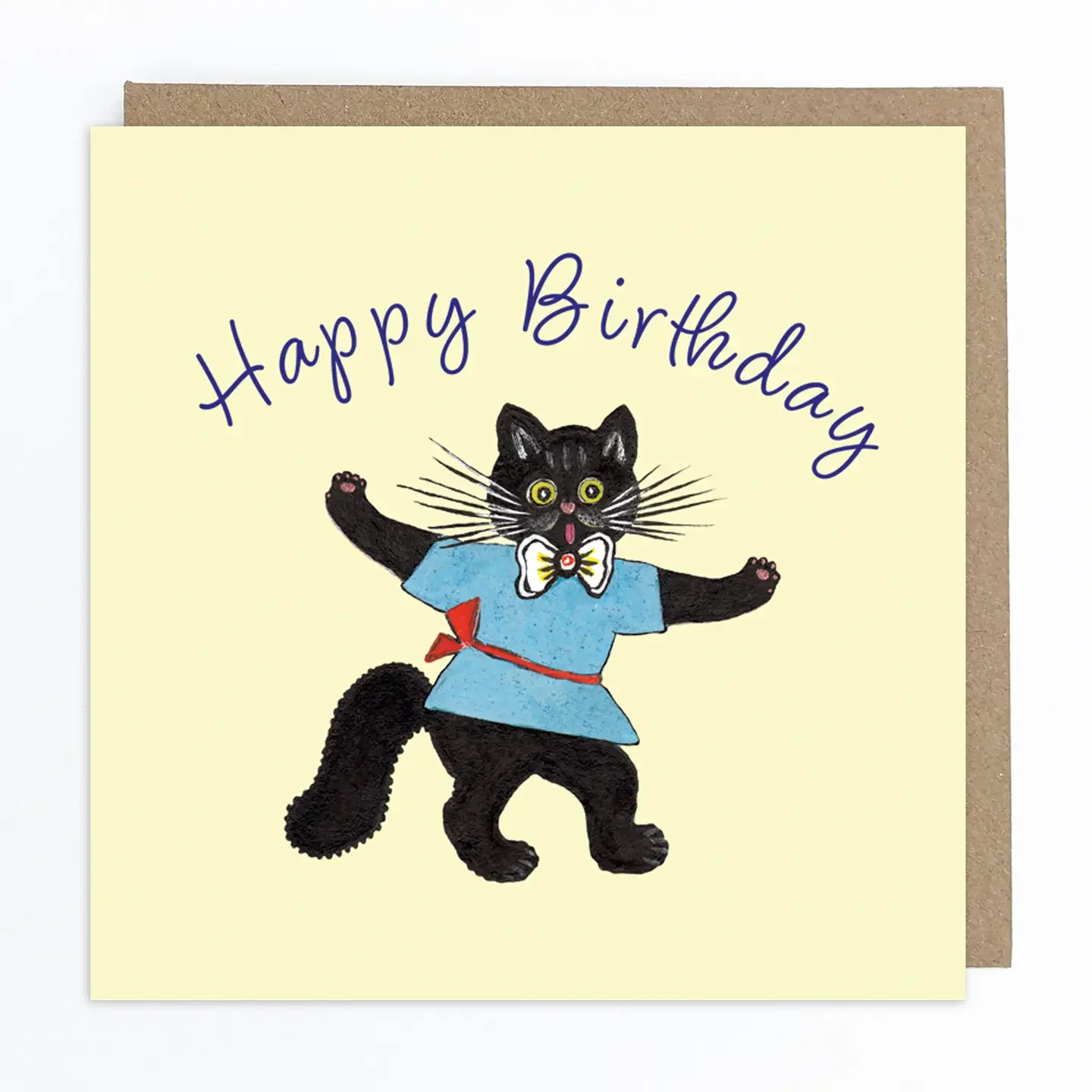 Folk Art Cat Birthday Card