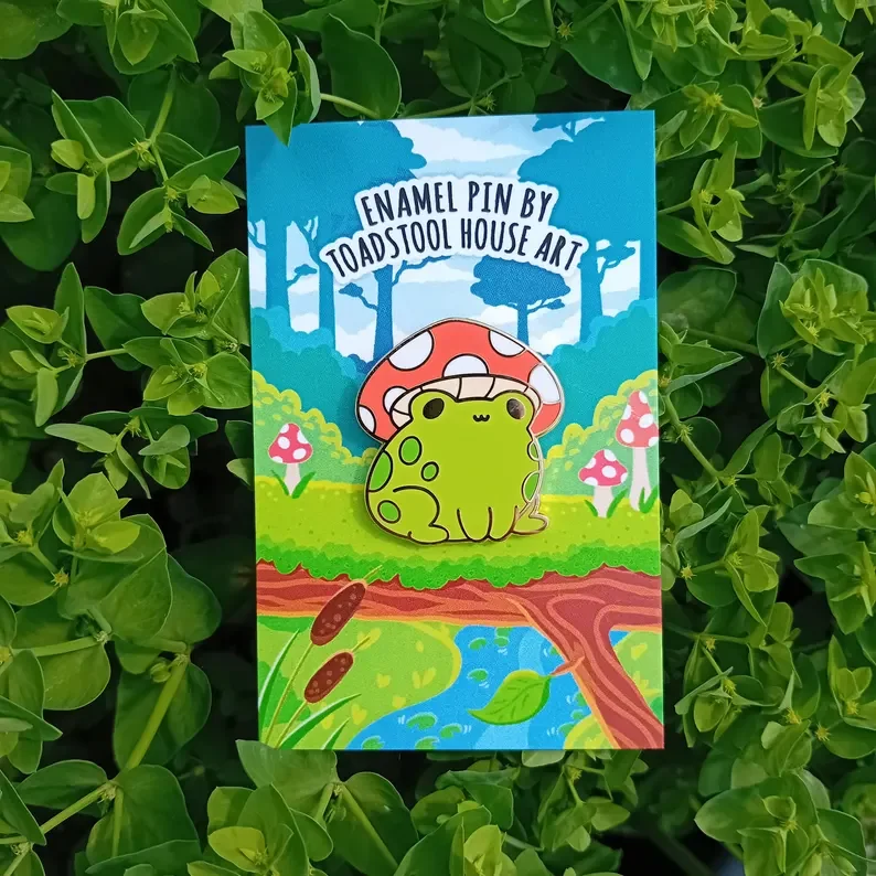 Frog Toadstool Pin Badge