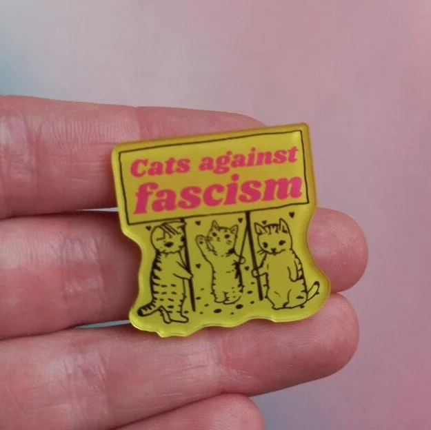 Cats Against Fascism Pin Badge