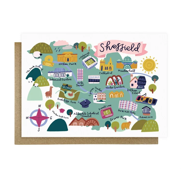 Sheffield Map Greeting Card