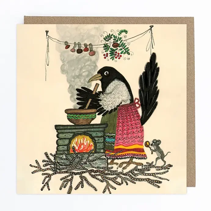 Magpie Cook Folk Art Card