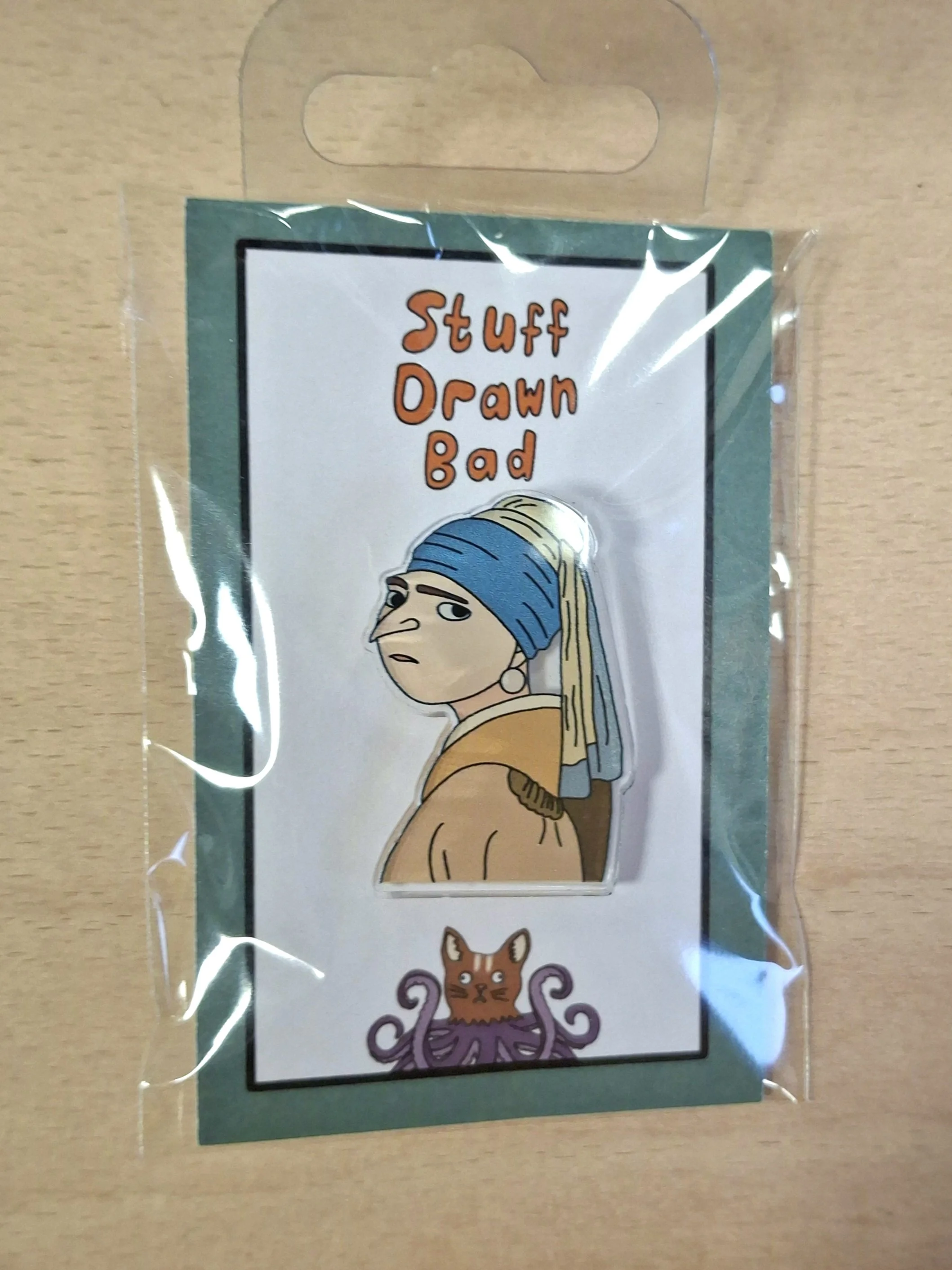 Gru with the Pearl Earring Pin Badge