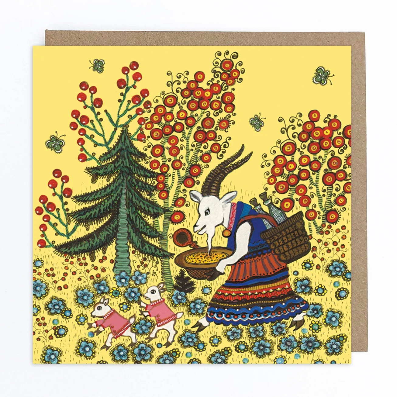 Mother goat folk art card.webp