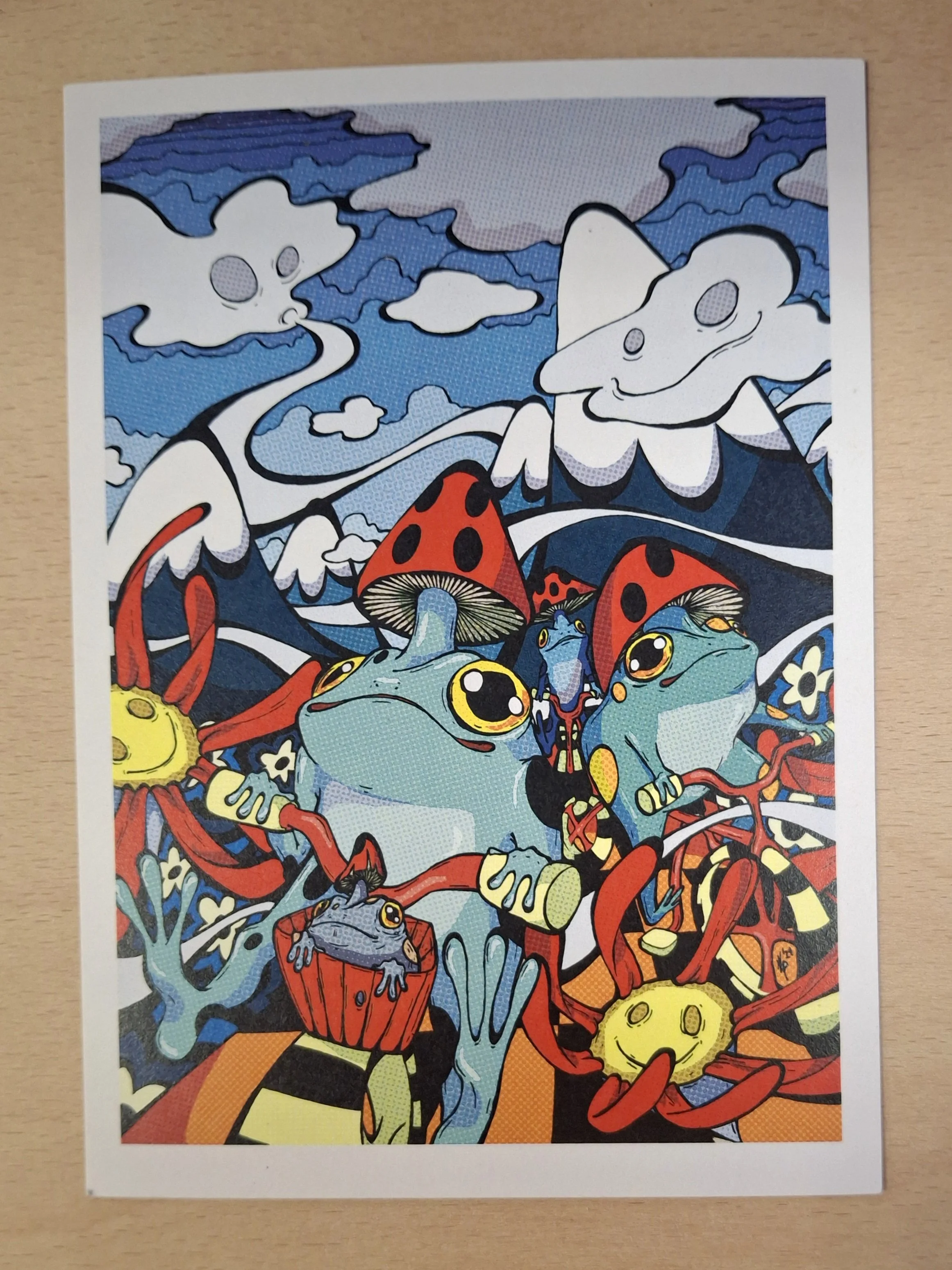 Frogs on Bikes Postcard