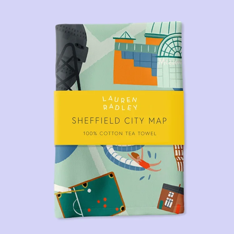 sheffield city map tea towel lauren radley.webp