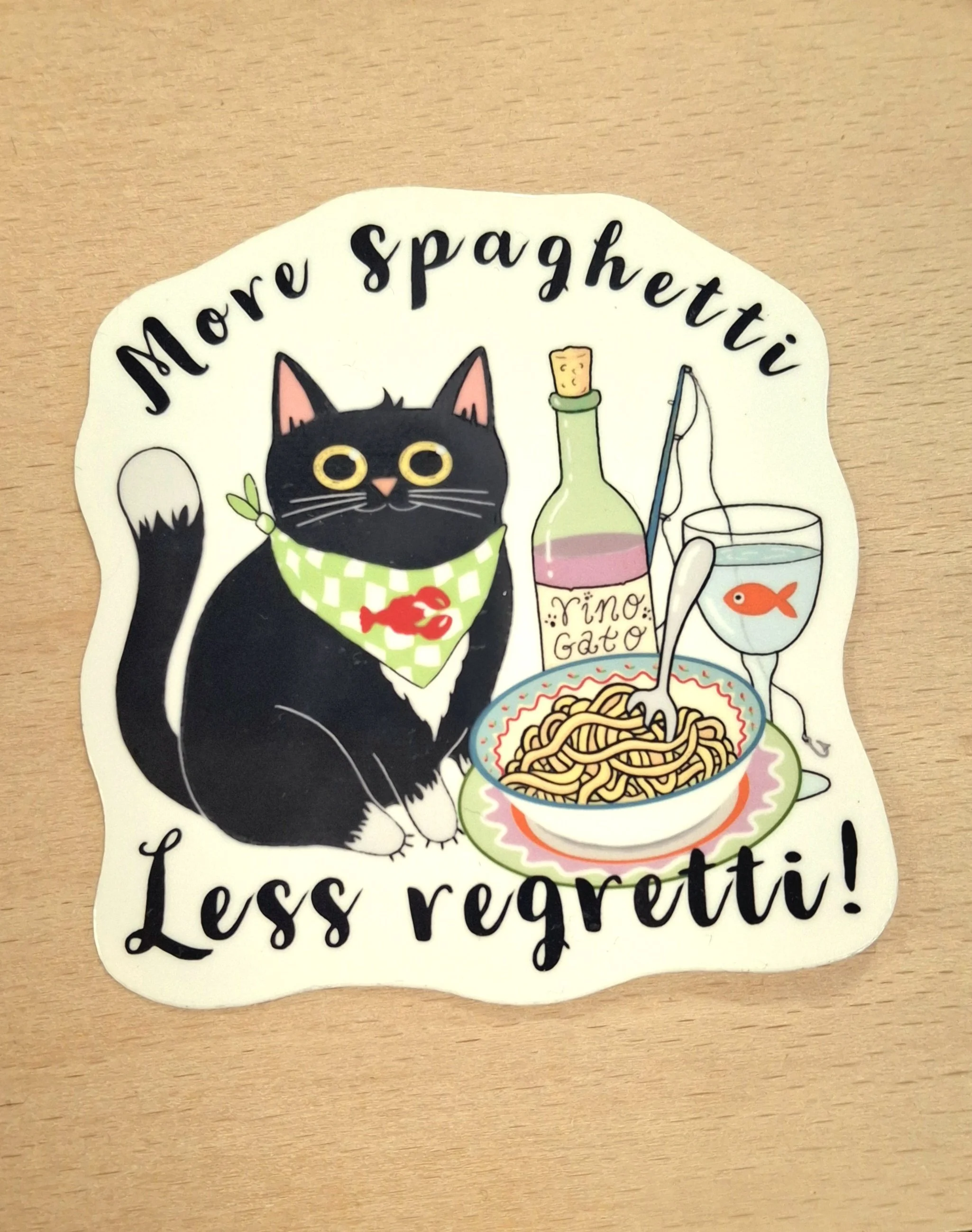 More Spaghetti Less Regretti! Cat Sticker