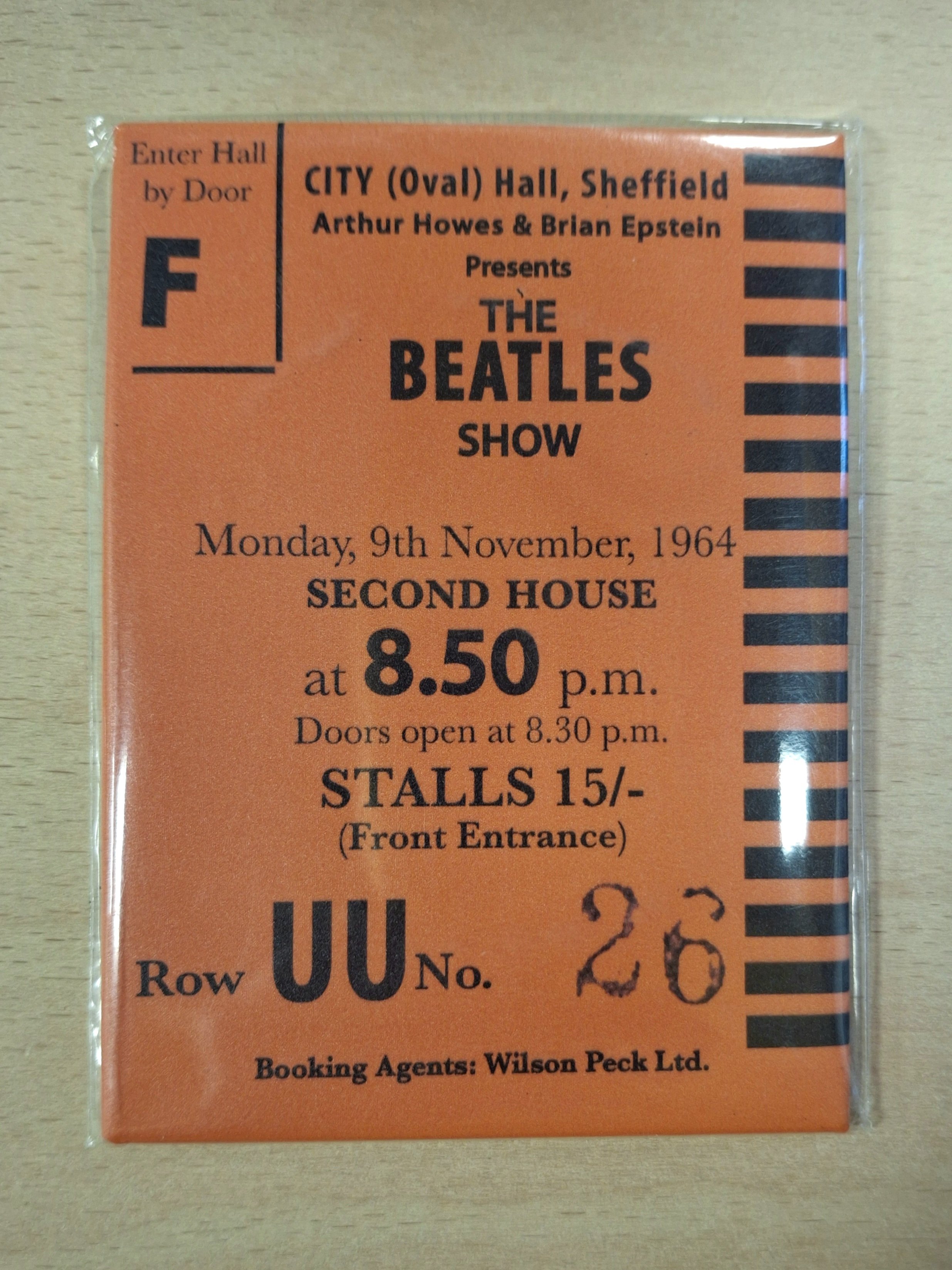 The Beatles Concert Ticket Sheffield Magnet