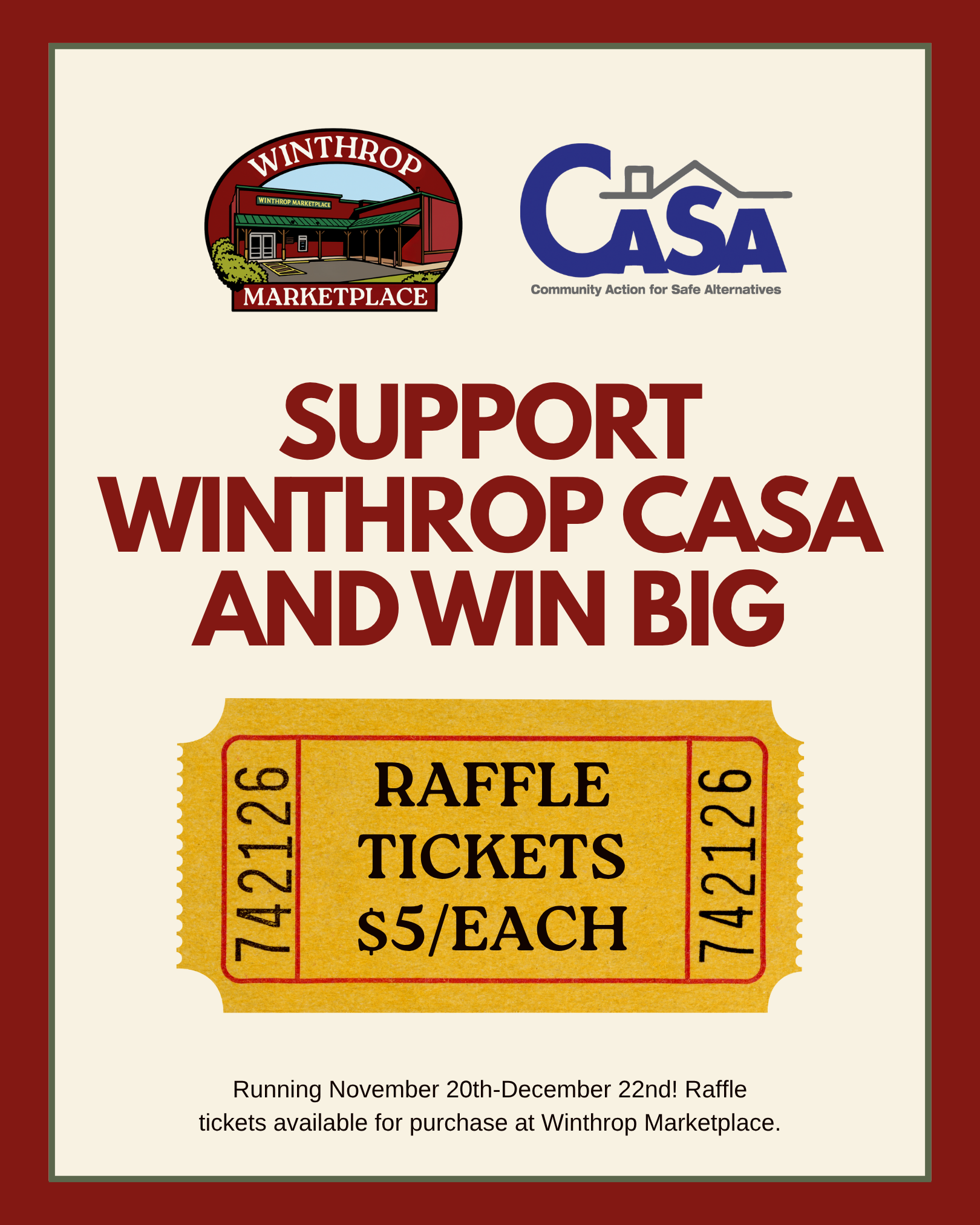 Donate $5 to Support Winthrop CASA = Enter to win $500!