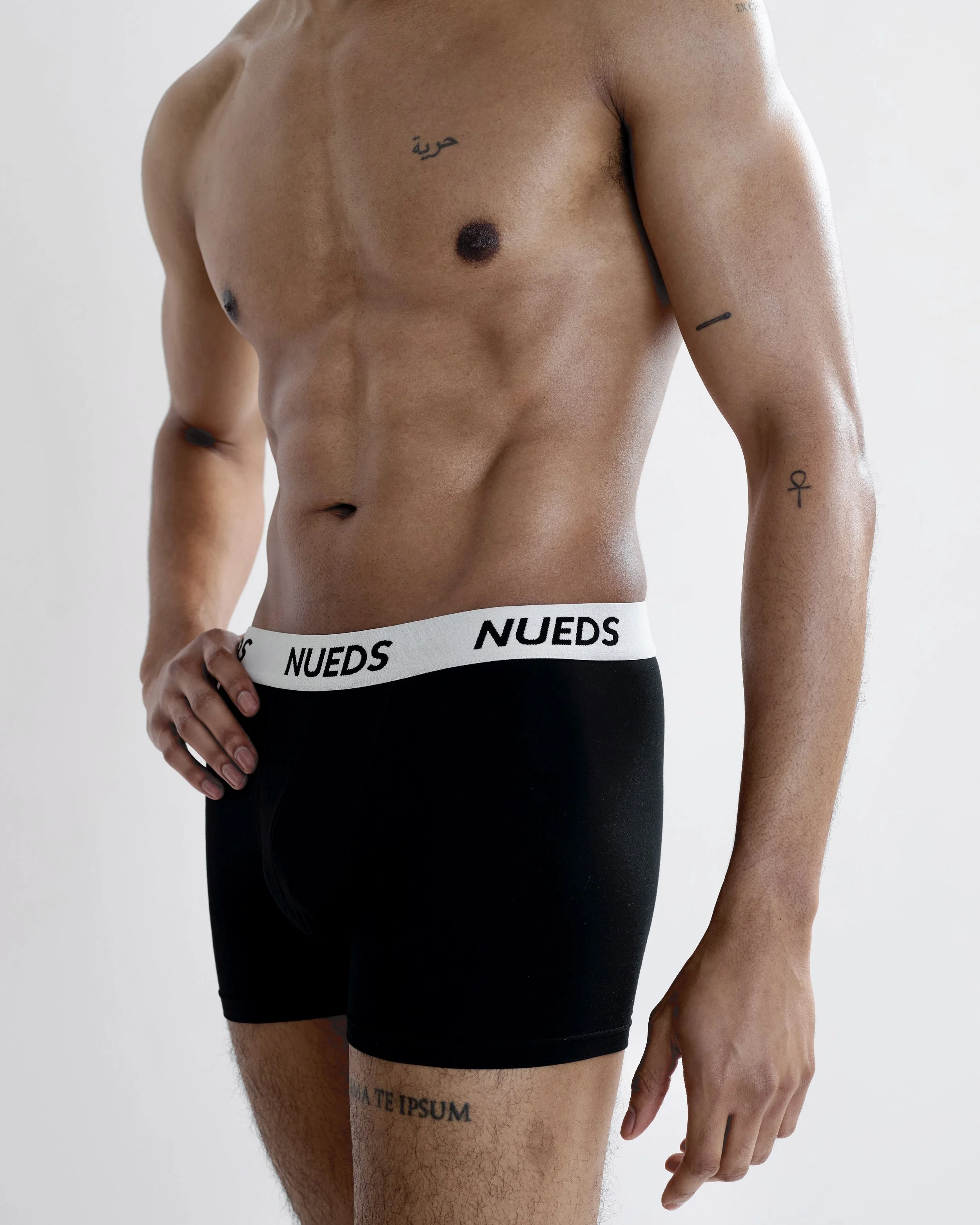 CONTRAST BLACK BOXER BRIEFS