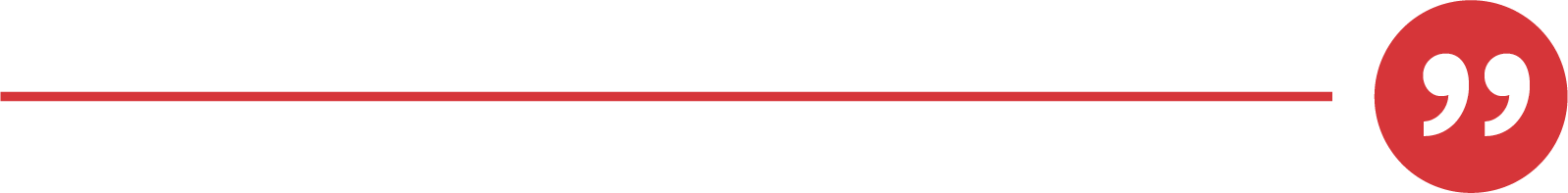 Red and black banner with quote text and quotation mark icon.