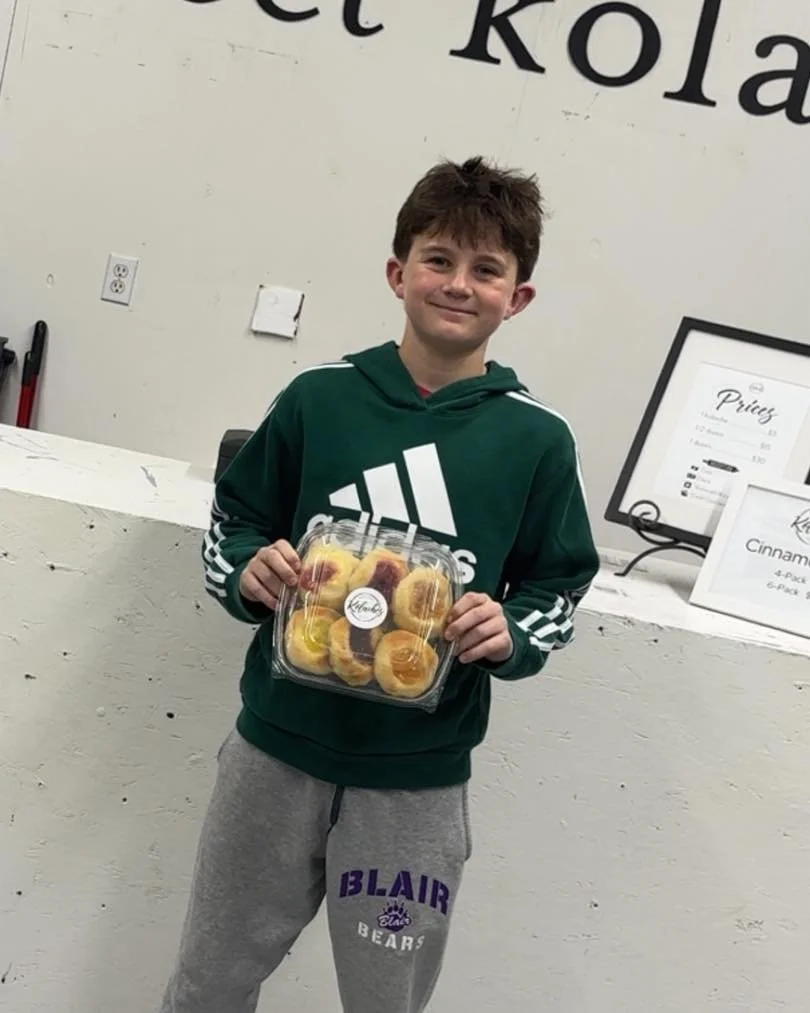 Morning ☀️Kolache Nation!
The birthday 🎉 boy is here for your Easter pick ups!

And&hellip;&hellip; guess what??? We made extras! We have several dozen kolaches and a few cinnamon rolls up for grabs!!!! 
Message us if you want them! FCFS!

Shop is o