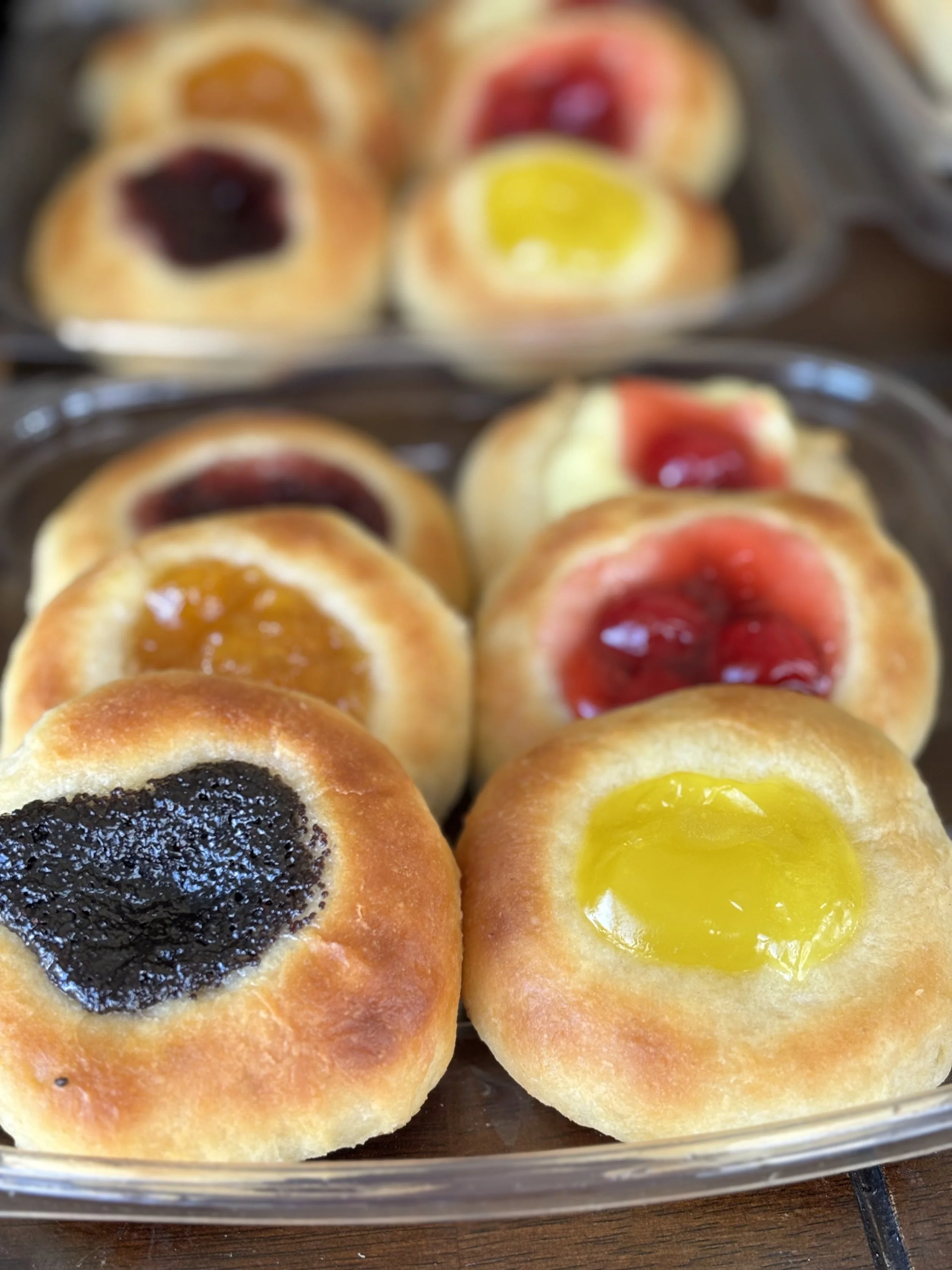 Assorted fruit kolaches packaged from Sixth Street Kolaches in Nebraska.