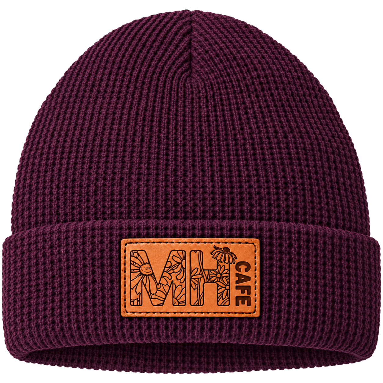 Waffle Knit Beanie Burgundy
