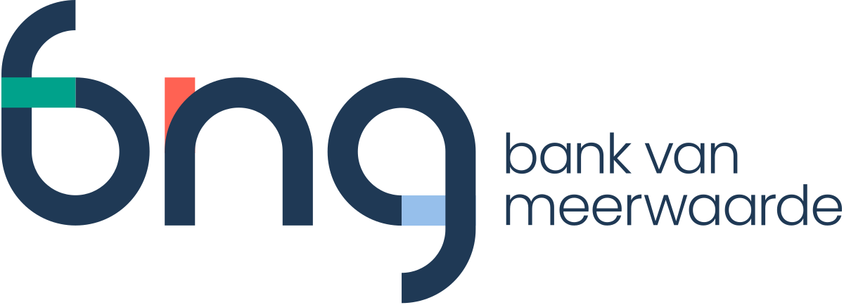 Logo of the Bank van Meerwaarde, with stylized lowercase letters 'b', 'm', and 'v' and the words 'bank van meerwaarde' beside it.