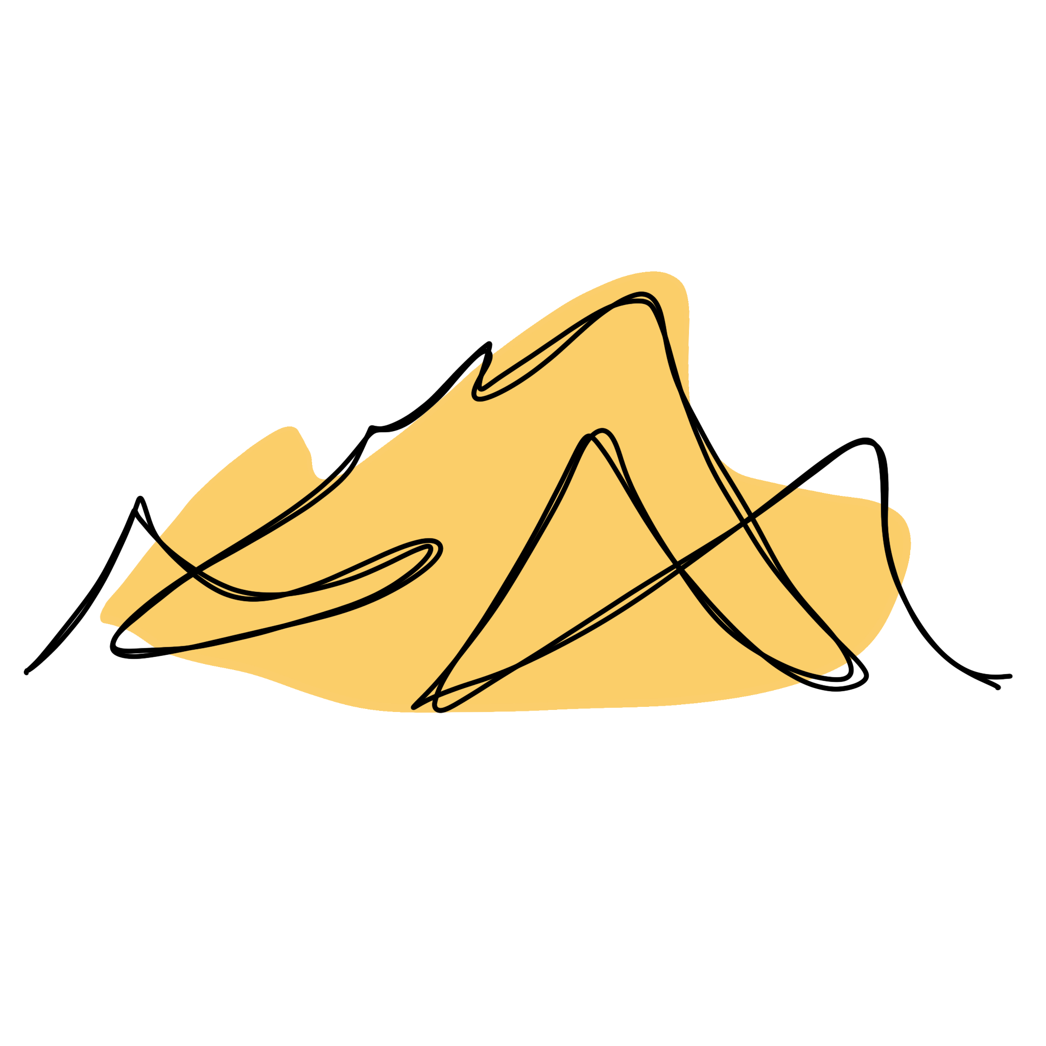 Abstract line drawing of mountains with a yellow background