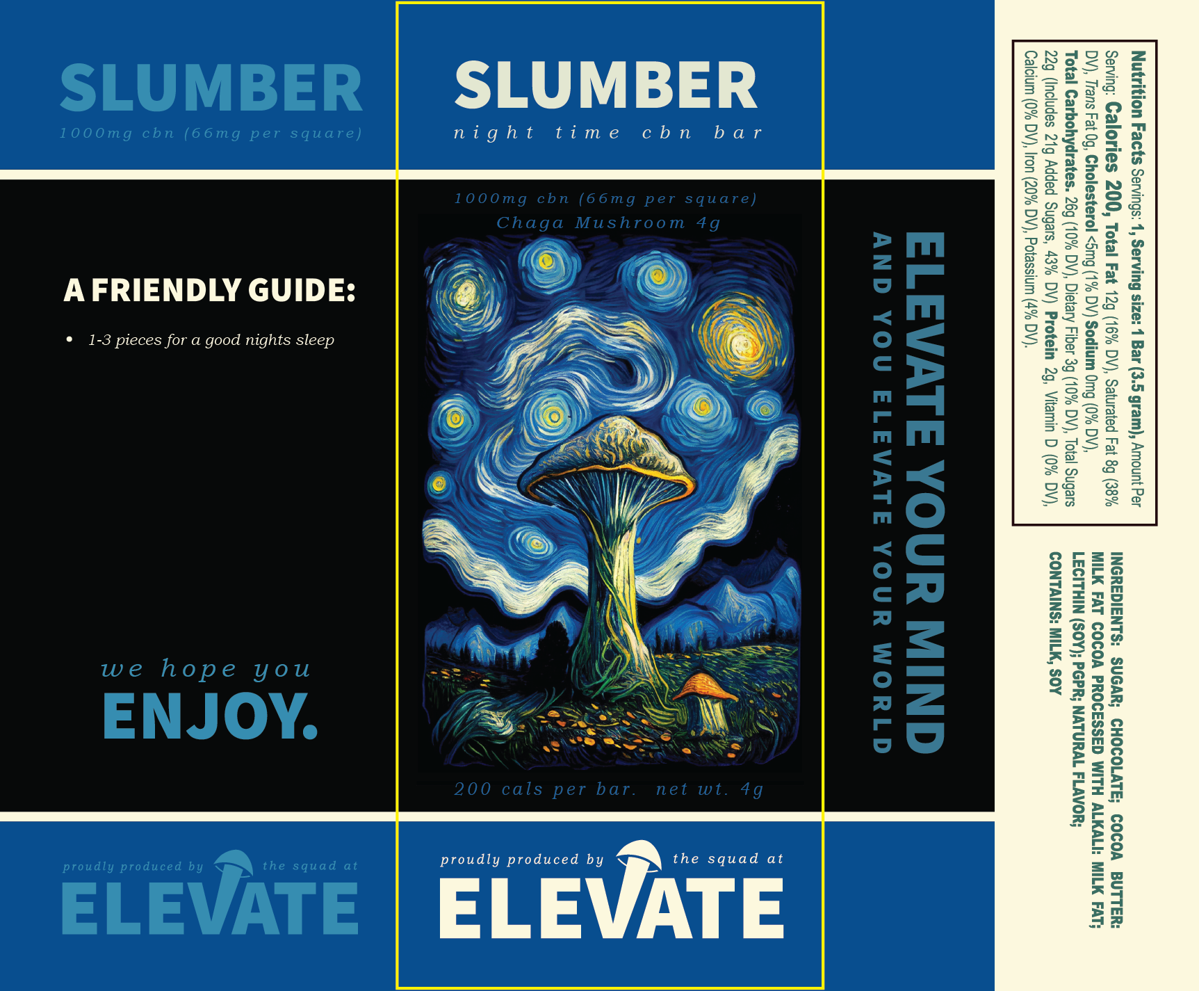 ELEVATE Chocolate Bar Wrapper Design. 2023