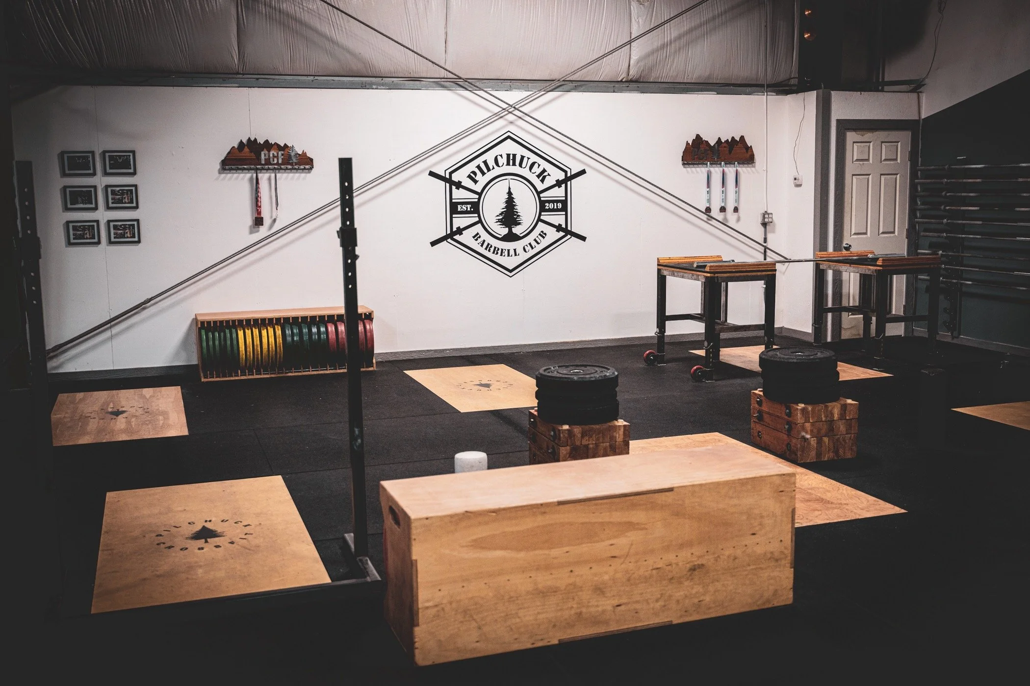 Barbell Logo in cut vinyl & installed. (Design + Production + Install all done by me)