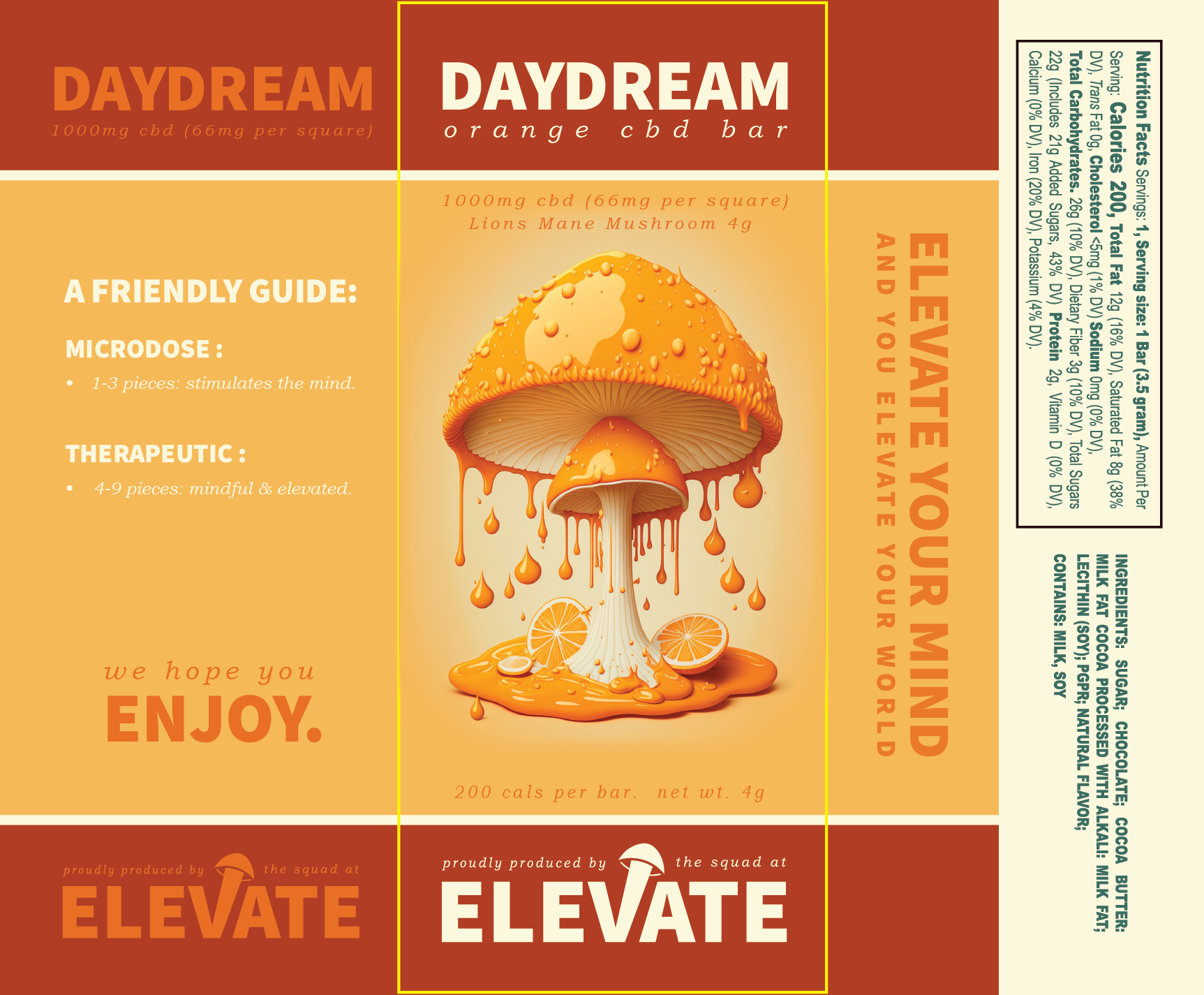 ELEVATE Chocolate Bar Wrapper Design. 2023