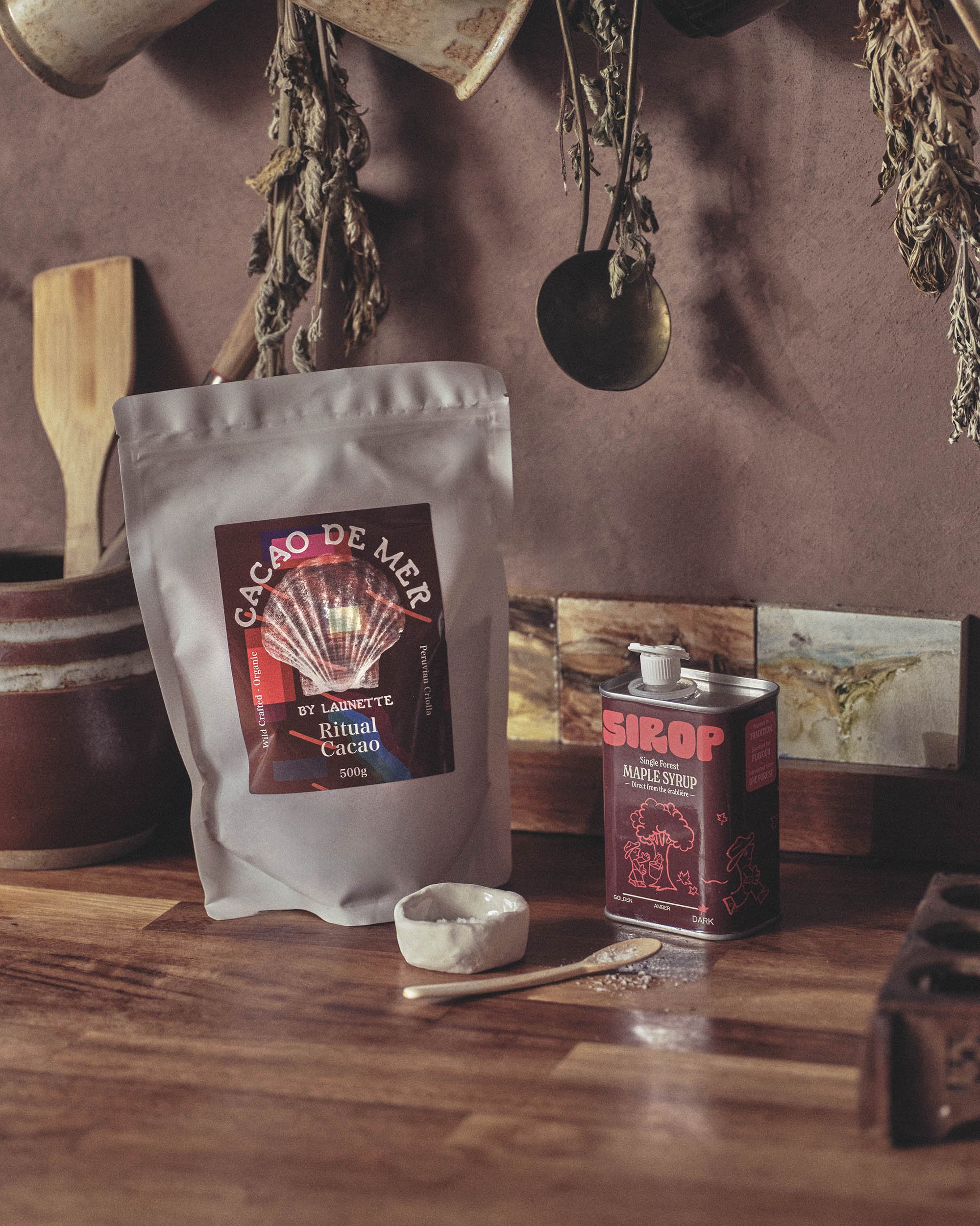 Stone-ground ritual cacao block made from Peruvian Criollo beans